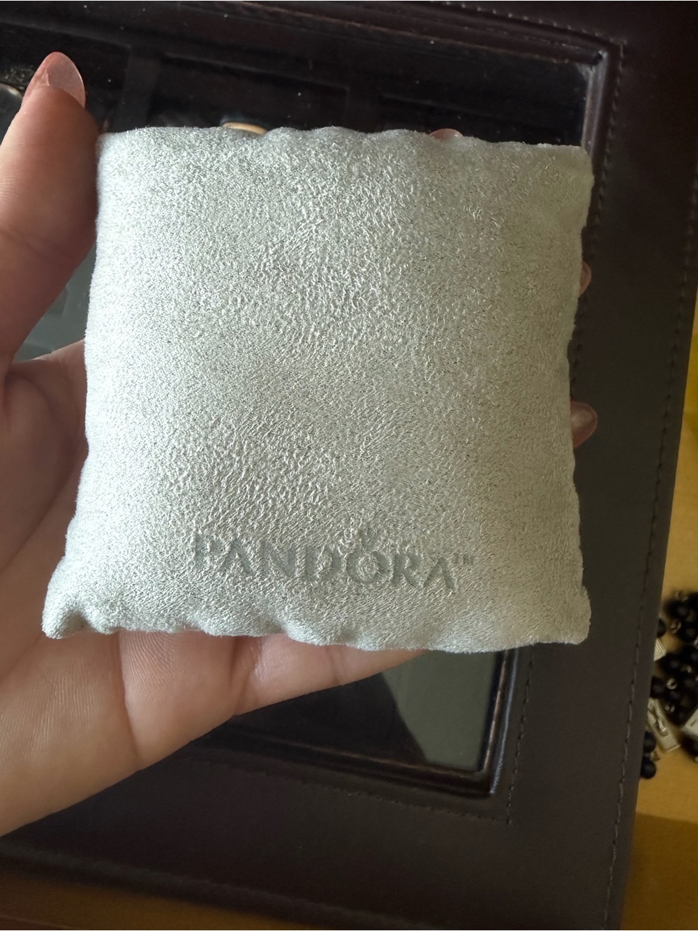 PANDORA Suede Jewelry Display Pillow- Light Gray